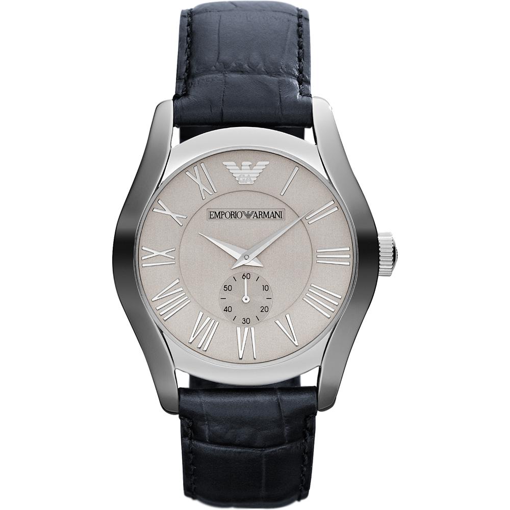Emporio Armani Valente Large Beige Blue Leather Men s Quartz Watch AR1666 бежевый