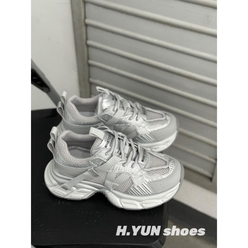 Leather Dad Shoes Women's Spring New Mesh Breathable and Versatile Comfortable Thick-soled Ultra-light-soled Sports and Leisure Shoes