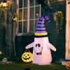 1.2m Witch Ghost Halloween Inflatable Decoration w/ LED Lights Fan Accessories Pumpkin Lantern Kids Adult Fun Weather-Resistant Indoor Outdoor