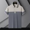 Herren Gespleißtes Atmungsaktives Business Casual Poloshirt mit Kontrastfarben, Slim Fit, Vielseitiges Businesskragen T-Shirt