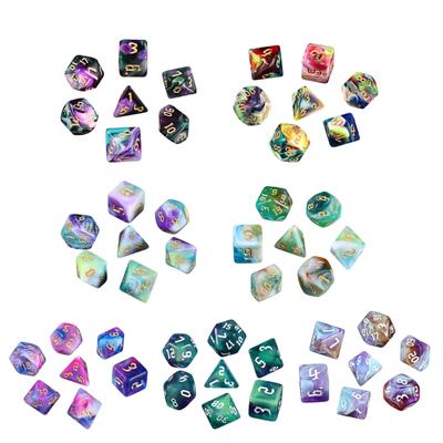 7 Stück/Set Polyedrische Acryl-Würfel Mehrseitig Verschiedene Formen Digitales Spiel-Würfel für Club Party Familie Brettspiel Requisiten