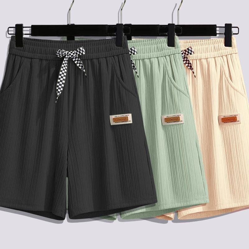 Women's Summer Thin and Slimming Ice Silk Shorts, Loose High Waisted Straight Leg Mid Length Pants, Casual Sports Wide Leg Pants, Cropped Pants