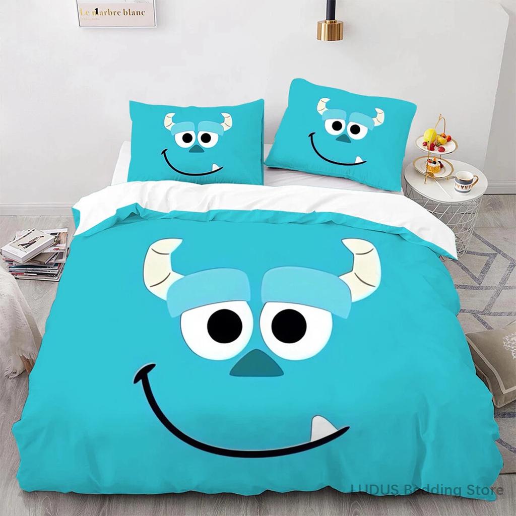 Sada povlečení Monstra s.r.o. Mike Wazowski Sulley Povlak na peřinu s povlaky na polštáře Roztomilý kreslený povlak na přikrývku pro dekoraci ložnice
