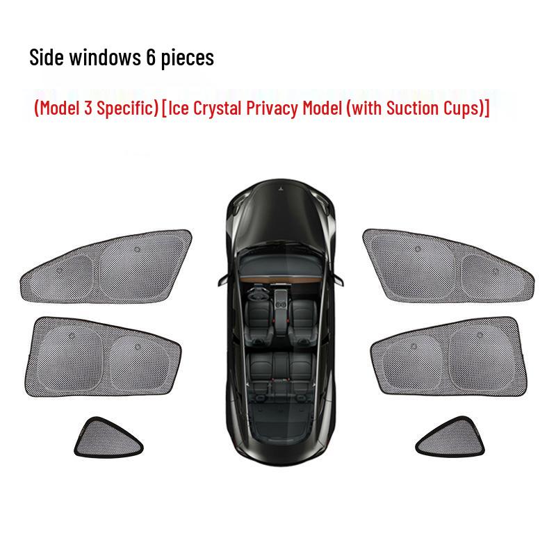 Tesla Model 3/Y Sunshade with Suction Cup - Ice Crystal Opaque Side Window Protection