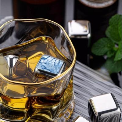 4-6-8 Stück Whiskey Eiswürfel Set mit Silikonkopfzange und Eiswürfelformen Edelstahl Eiswürfel Wiederverwendbar