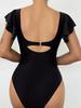 Charming Ruffle Edge Sexy Backless Cross Wrap Slim Waist Bikini Swimsuit For Beach Vacation
