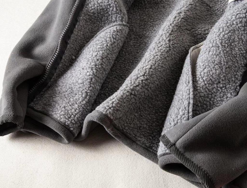 Men's Winter Windproof Fleece-Lined Jacket - Stand Collar, Lamb's Wool, Solid Color, Casual Style