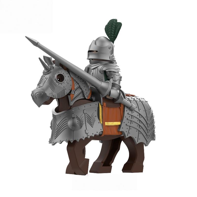 Medieval Knight Horse Set - Dragon Warrior Horse Sword, Shield Flag Building Blocks Toys