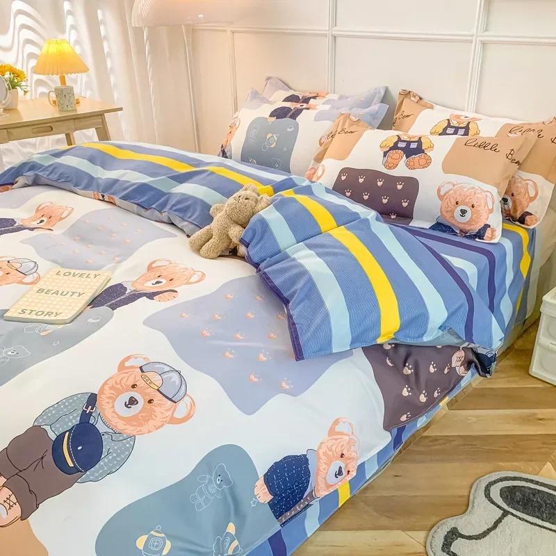 Strawberry Bedding Set Double Sheet Soft 3/4pcs Bed Sheet Set Duvet Cover Queen King Size Comforter Sets For Home For Child