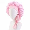 New Satin Solid Sleeping Hat With Stretchy Tie Band Elastic For Women Night Shower Cap Adjustable Hair Head Cover Bonnet Turban