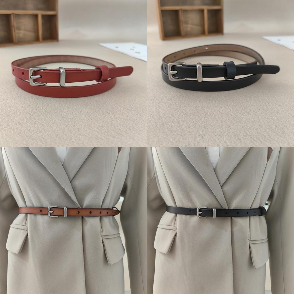 Elegant Twotone Leather Belt With Metal Buckle For Womens Work And Casual Outfits