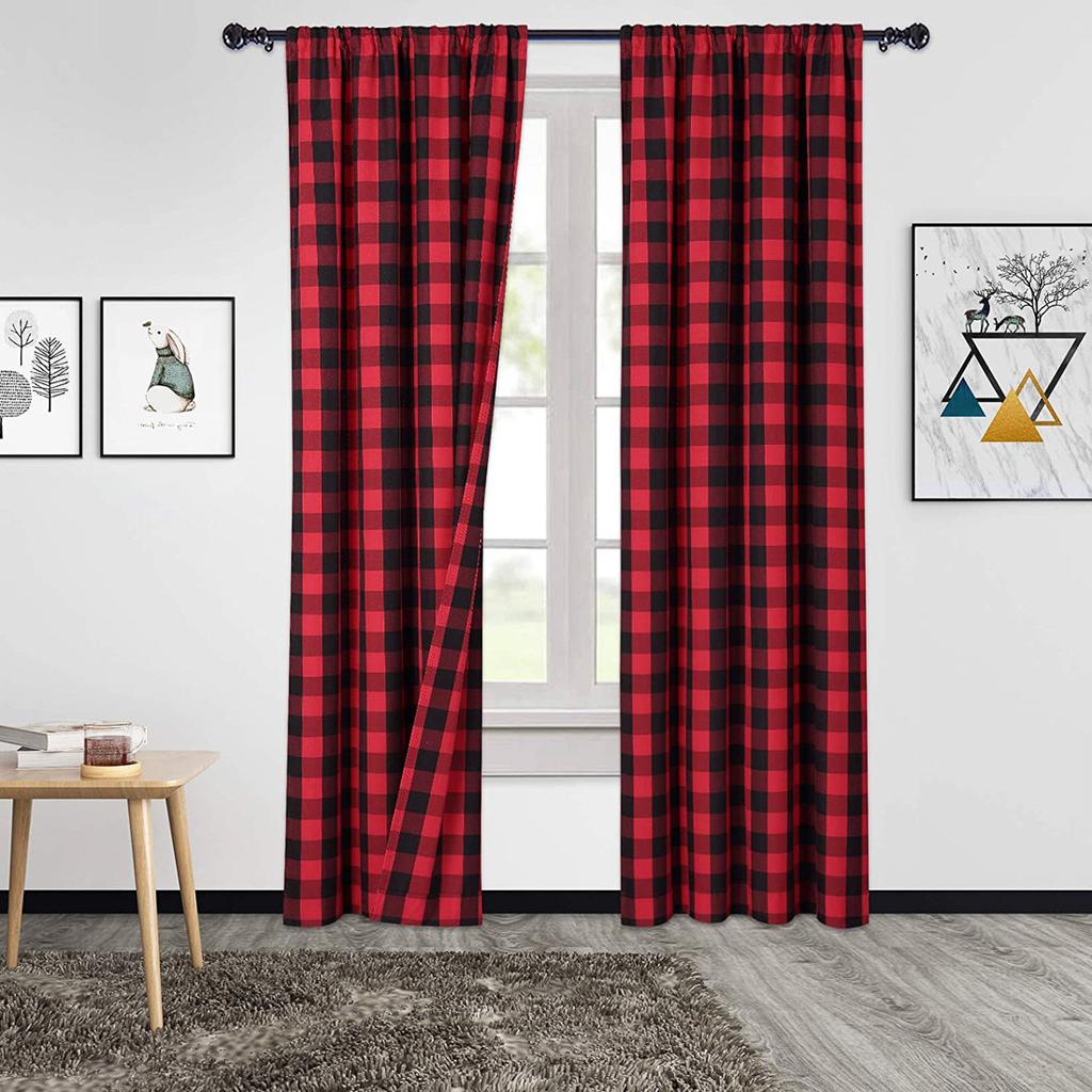 Buffalo Black And White Plaid Window Mantle Farmhouse Curtain Finished Decorative Half Curtain Through Rod Pocket Curtain Short Curtain