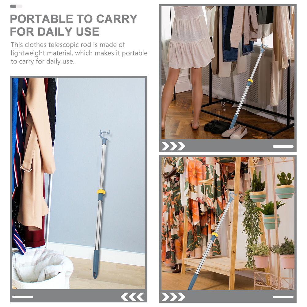 Bară de Susținere Umerașe de Haine, Stâlp Uscător de Rufe, Cârlig Retractabil, Aluminiu, Accesorii pentru Prosoape de Bebeluș