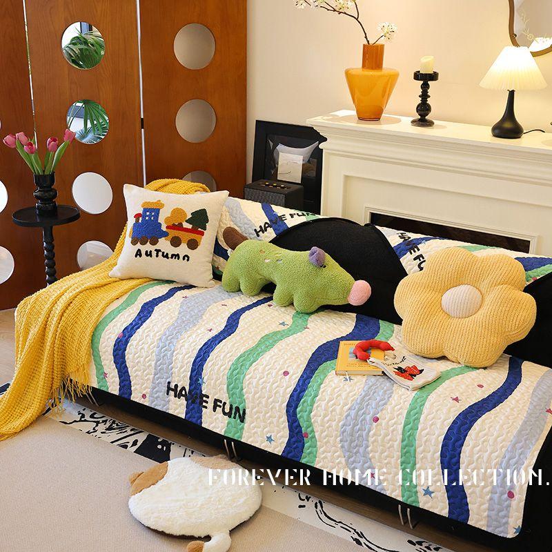 

INS Контрастный цвет дофамина и универсальная подушка для дивана Ткань круглый год Нескользящая Минималистичная Защита от царапин Популярный чехол для сиденья Чехол Have fun [All Year Round sanding]] 70 * 70cm