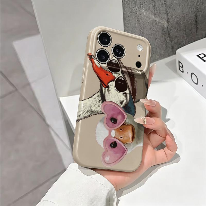 Humorous Funny Goose Sunglasses Cool Graphic Art Print Film Aesthetic Protective Shockproof Bumper Phone Case Cover For iPhone 14 15 16 Pro Max Plus