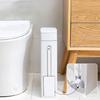 Slim Plastic Trash Can with Toilet Brush Holder 4.5L Garbage Can with Press Top
