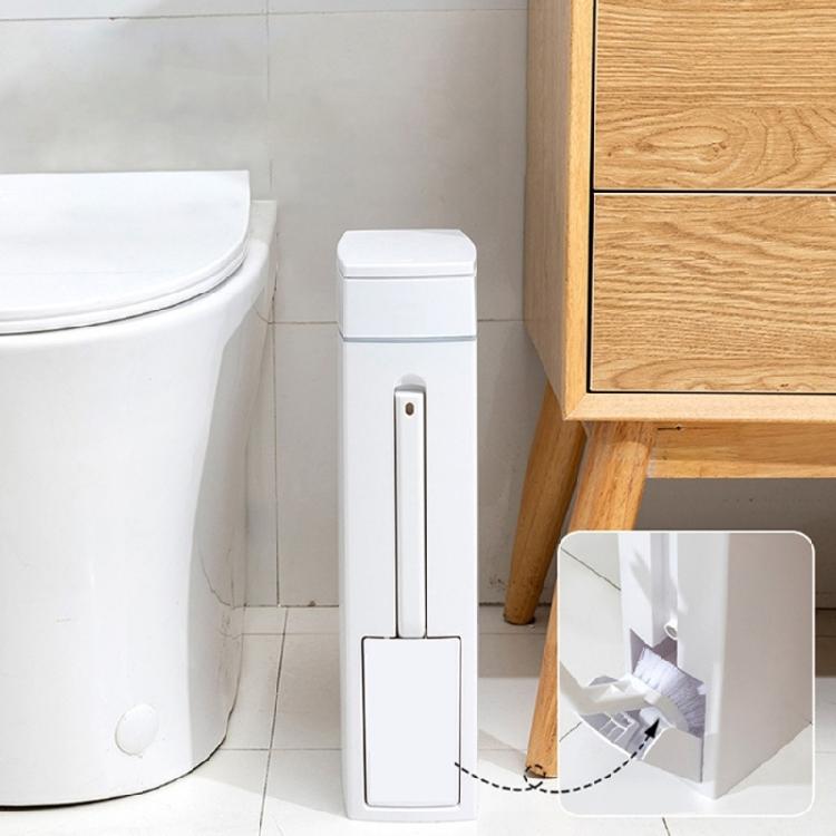 Slim Plastic Trash Can with Toilet Brush Holder 4.5L Garbage Can with Press Top