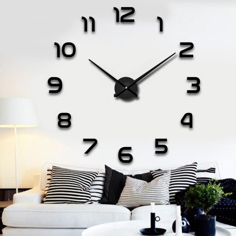 Extra Large 3D Acrylic Wall Clock - Creative DIY Clock Sticker for Living Room Decor