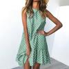Fashion Women  Sleeveless Polka Dot Loose Casual Ruffle Dress