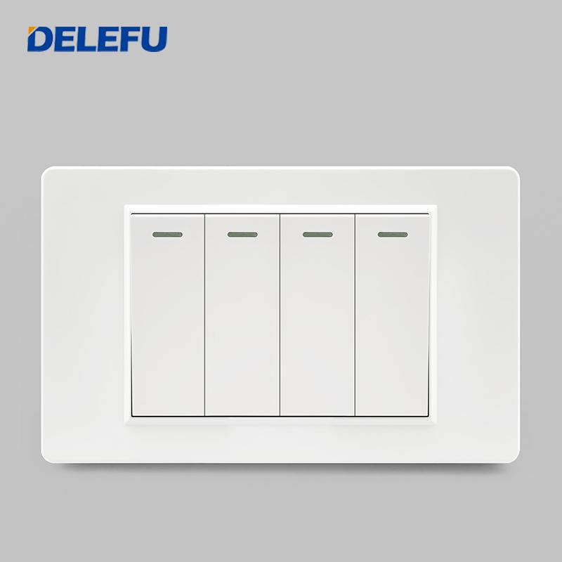 DELEFU Italian Standard White 118 Type Wall Switch Socket with USB + TYPE-C Socket Is Suitable for Hotels and Households.