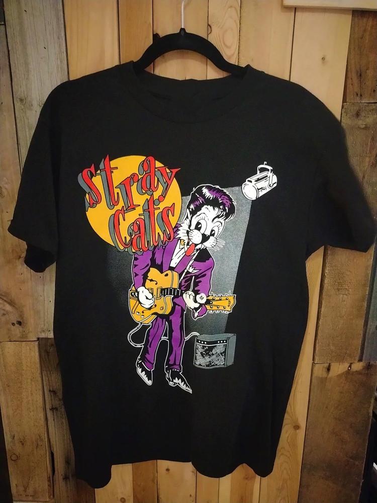 STRAY CATS Band Gift For Fans Cotton Black All Size Unisex Shirt Unisex T-Shirt M
