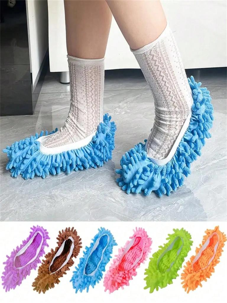 2Pcs Mop Slippers, Soft Washable and Reusable Microfiber Foot Socks, Suitable for Cleaning Dust in Bathrooms, Kitchens, and Bedr