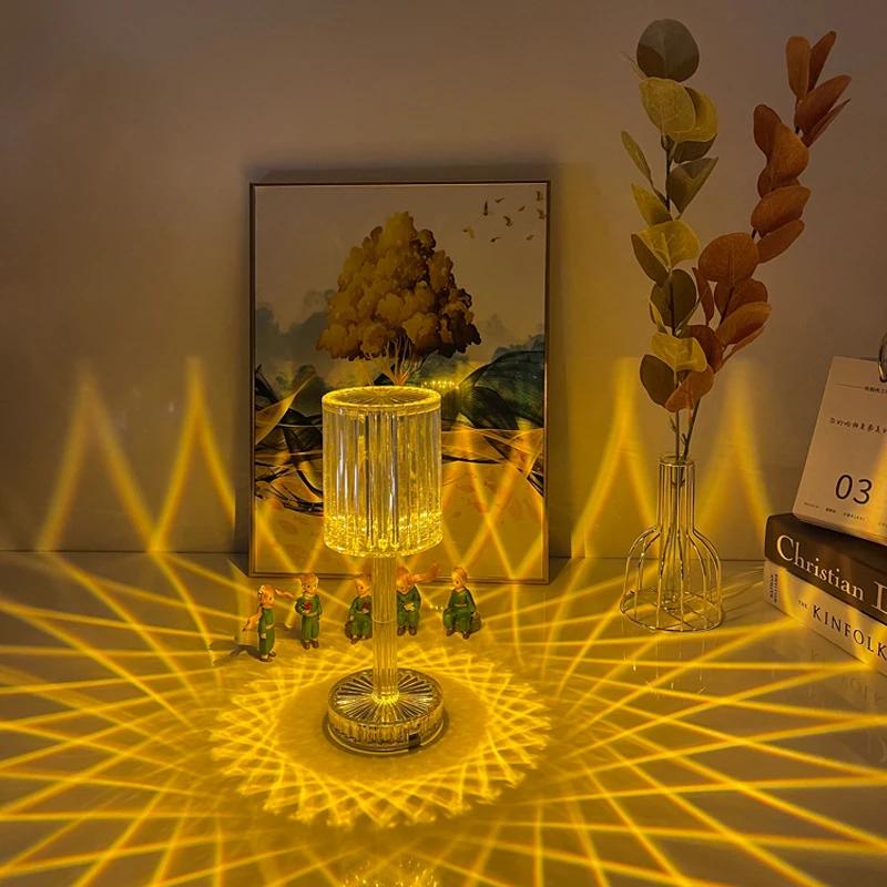 Diamond Crystal Table Lamp Net Red Bedside Romantic Atmosphere Lamp Modern Minimalist Creative Line Acrylic Table Lamp
