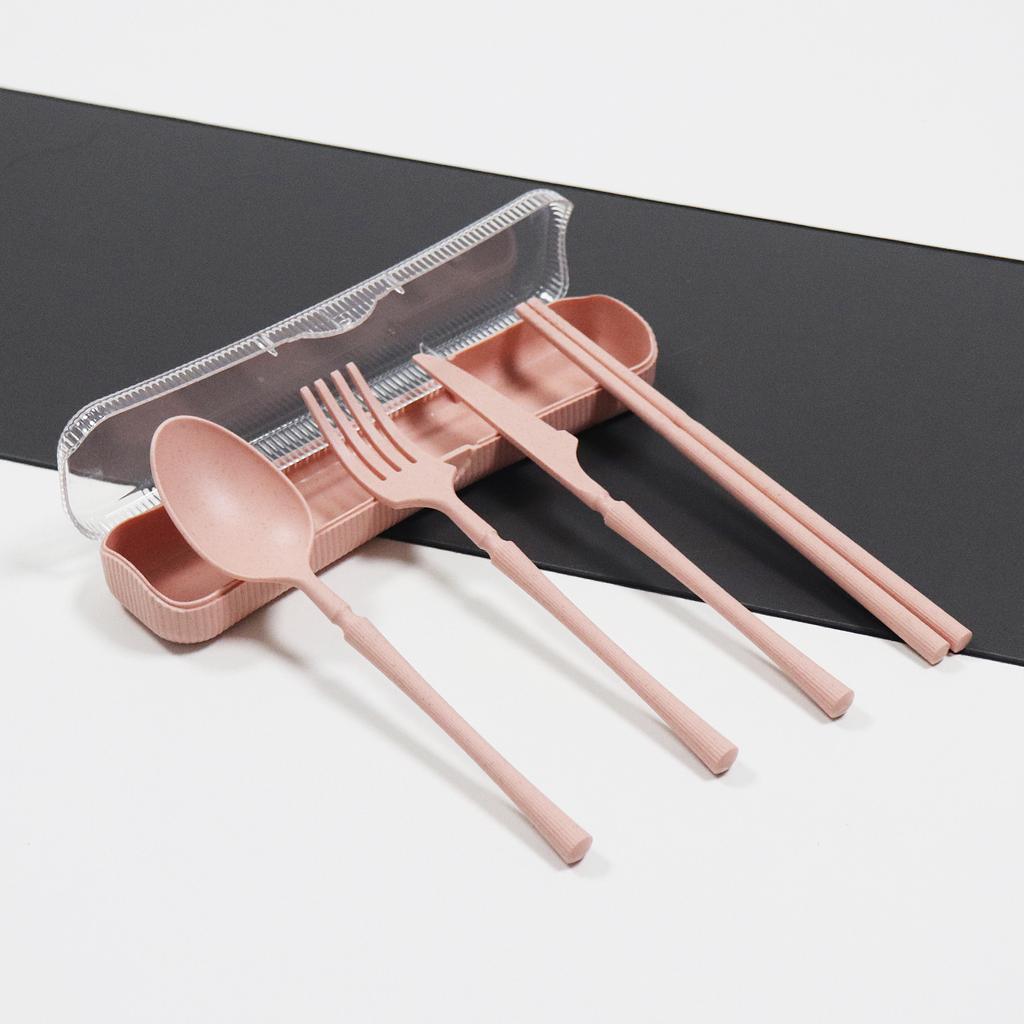20pcs Plastic Cutlery Set for School Lunch / Camping and Picnics / Daily with Cutlery Box, Reusable Travel Flatware Set
