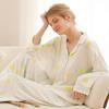 Fresh Sunflower Loose Rayon Satin Poplin Pajamas Women's Summer Cool Ice Silk Home Wear Suit Women