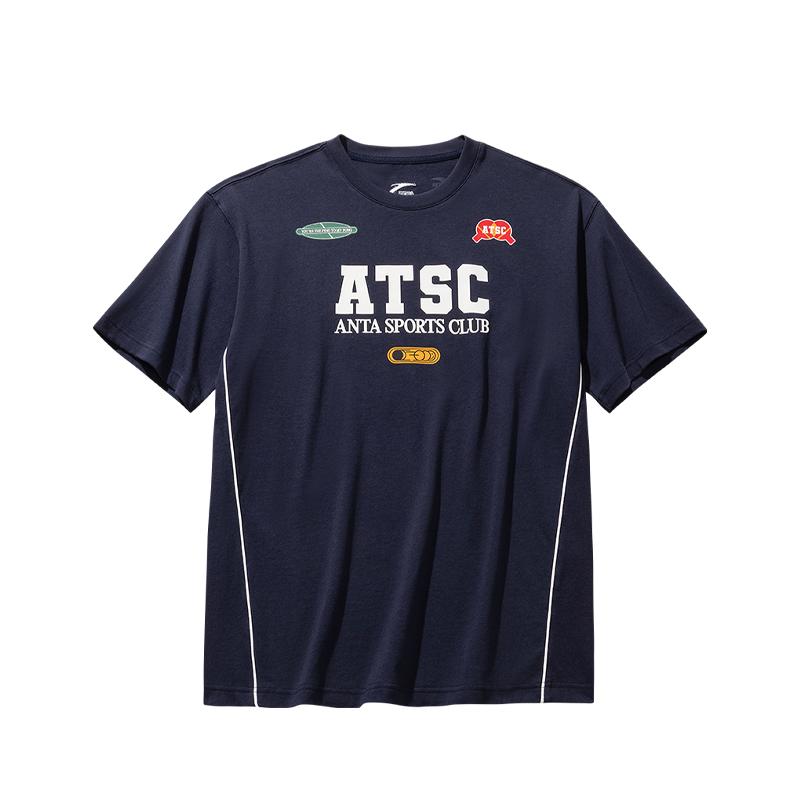 Anta Loose Round Neck Simple Letter Breathable Short Sleeve T-Shirt Men tops 152628125-2 S
