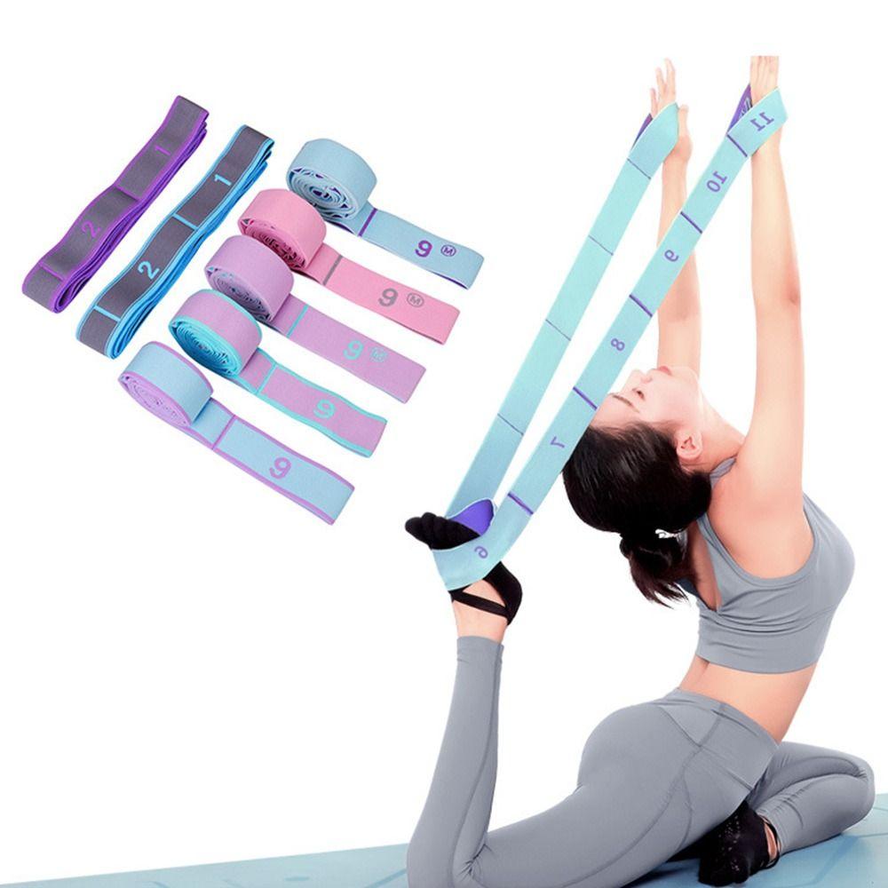 Elastic Yoga Stretching Belt Digital 10/12 Grid Resistance Band Adjustable Yoga Pull Strap for Yoga Latin Dance Gymnastics