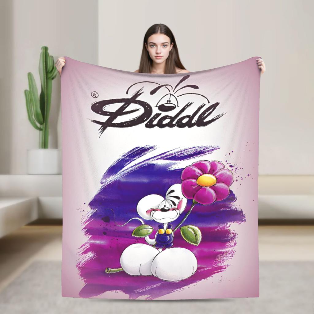 Funny Cartoon D-Diddls Knitted Blankets Coral Fleece Plush Diddl Warm Throw Blankets for Bedroom Sofa Bed Rug