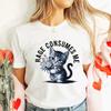 Unisex Tshirts Rage Consumes Me Funny Sarcastic Cat Graphic Y2k Tops Summer O Neck Short Sleeve Tees Harajuku Female Clothing