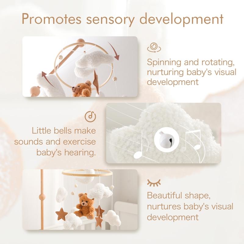 Baby Rattle Toy 0-12 Months Wooden Mobile On The Bed Newborn Music Box Bed Bell Hanging Toys Holder Bracket Infant Crib Boy Toys