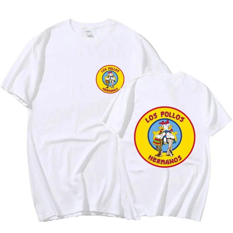 Y2k Tshirt Men Clothing In Top & Tees Mens T-Shirt Camisetas TV Series Breaking Bad Los Pollos Hermanos Double Sided Print 70202