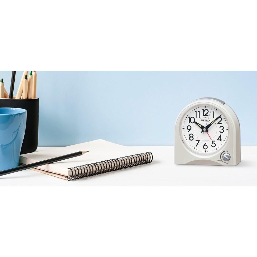 Seiko Clock Alarm Clock, Table Clock, Analog, White Pearl, 115 x 115 x 55 mm, KR520W