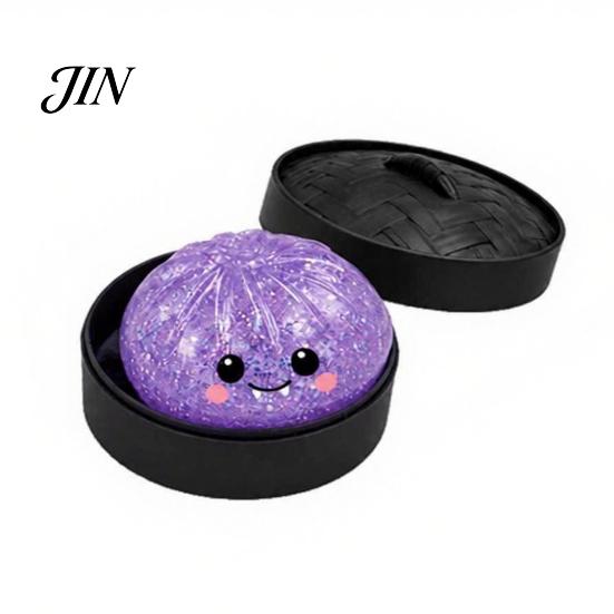 Steamed Bun Sensory Toy Halloween Dumpling Squeeze with Steamer Box, Pumpkin Ghost Bat Stress Relief for Relief, Party Favors Kids