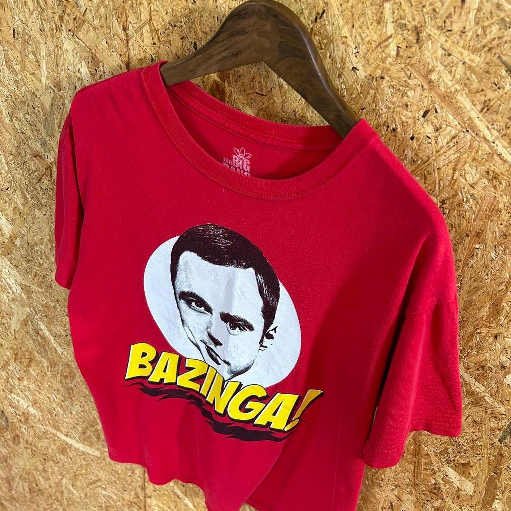 [USED] The Big Bang Theory T-Shirt, Size M, Red, Sheldon Bazinga, Foreign Drama