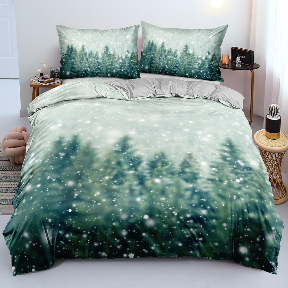Nordic Style Duvet Cover Set 3D Snow Tree Print Dreaminess Bedding Set Adult Polyester Comforter Cover And Pillowcase King Size
