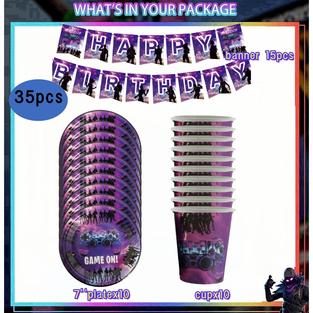 Shooting Game Fortnition Birthday Party Decoration Tableware Set 10people Backdrop Alpaca Balloon Baby Shower Kid Party Supplies