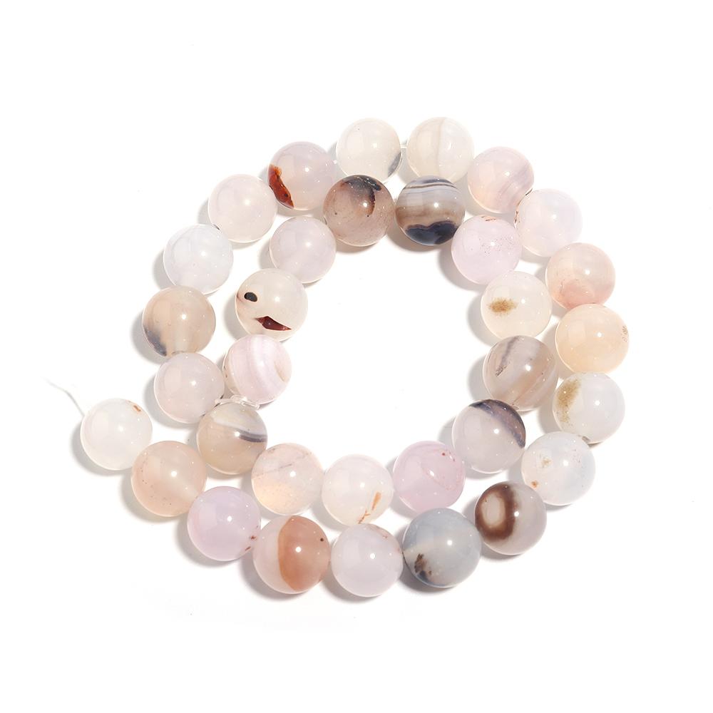 Natural White Black Color Agate Stone Beads Round Loose Beads For Jewelry Making DIY Necklace Bracelet Accessories 4/6/8/10/12mm