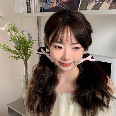 French Sweetheart Girl's Bow Hairpin Korean Style Double Ponytail Headwear Double Bow Cute Hairpin