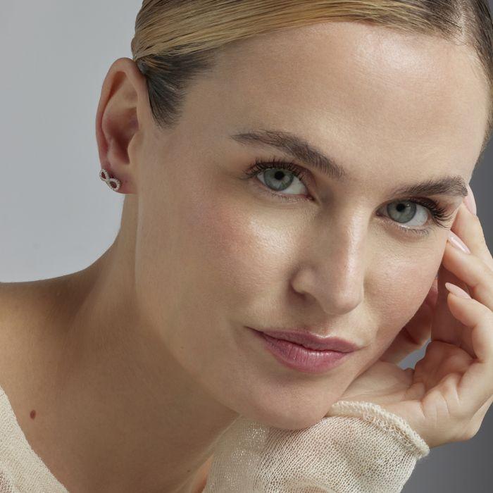 Boucles d'oreilles - LUXENTER - Infinity - Finition rhodium - Zirconia multicolore - Turquoise et perles