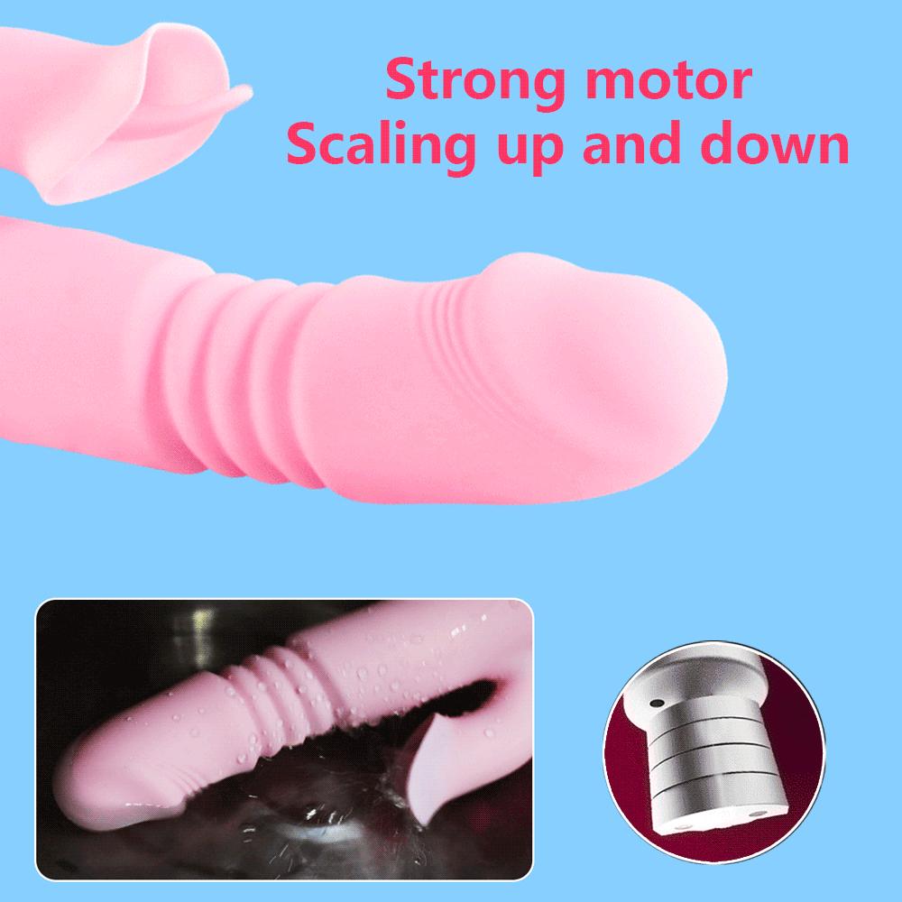 Double Tongue Vibrating Dildo for Women, Heating Telescopic Rotating Vibrators, Anal Clitoris Vaginal Stimulator Sex Toys