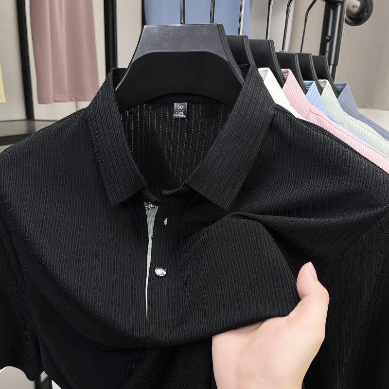 

Классическая бесшовная футболка с короткими рукавами для мужчин, крутой топ с лацканами, рубашка поло с короткими рукавами 4XL