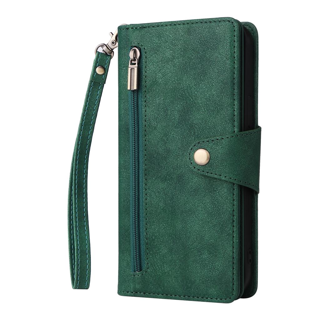 Suitable for Samsung S23 Mobile Phone Case Rivet Buckle Card Wallet Leather Case S22 Fantasy Nine Card Zipper Anti Fall Protection Cover