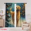 2pcs,2D Plane Printing Creative Curtains Snowy Christmas Scene with Evergreen Trees Versatile Durable Polyester (without Rod)