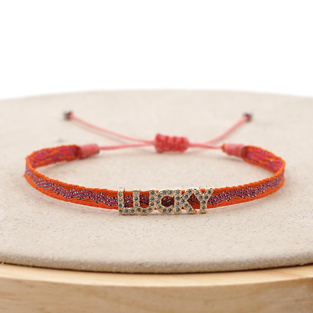 Retro Pattern Bohemian Spanish Court Hand-Woven Bracelet with Micro-Inlay