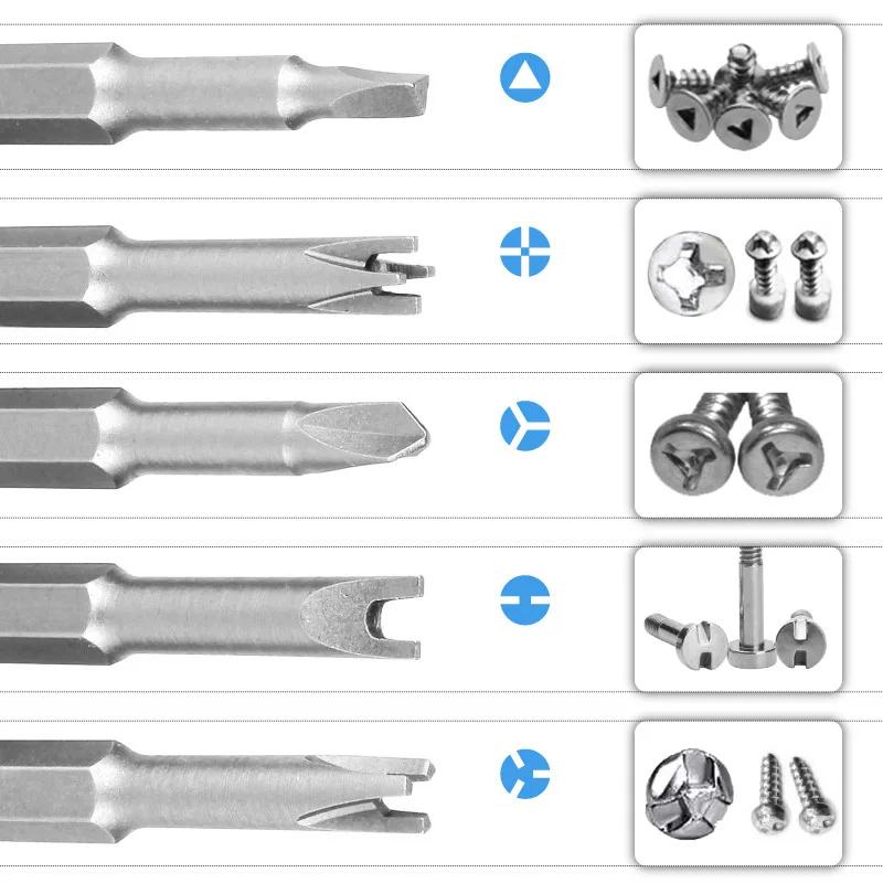 Special-Shaped Screwdriver Bit Set Hexagonal Handle Screwdriver Bit Tool U-Shaped Y-Shaped Three Points Cross Triangle Magnetic