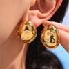 Hemispheric Stud Earrings In Stainless Steel 18k Gold Plated Inlaid With Multi Shiny Rhinestone Earring Ear Studs For Women